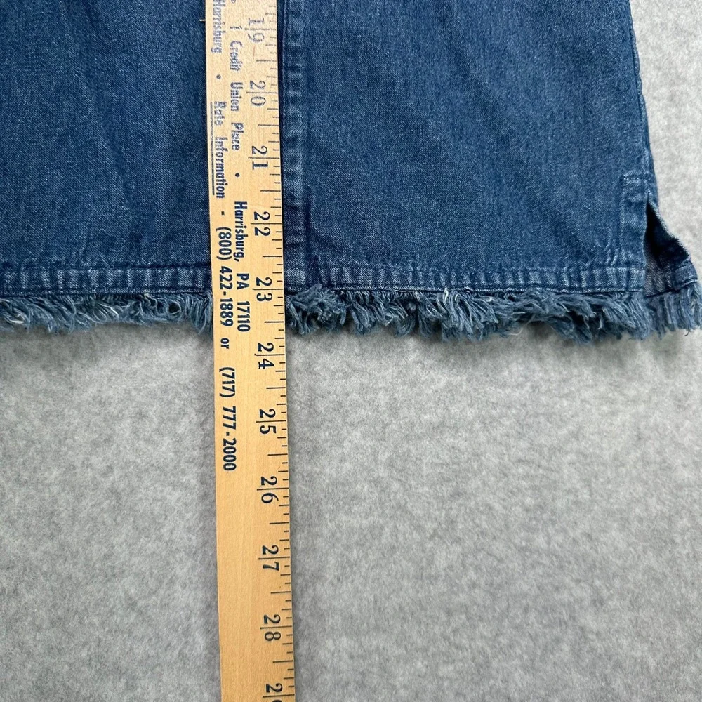 VTG CASEY & MAX Womens Denim Jacket Floral Embroidery Frayed Hem Blue Size‎ L - Picture 9 of 9
